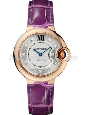 卡地亚WE902063女表蓝气球Ballon Blue系列-紫色表带/表径33mm