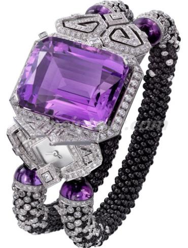卡地亚HPI00954女表创意宝石腕表系列-白色/紫色表带/表径&#8211;