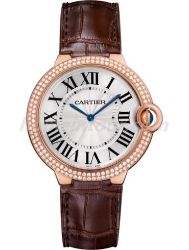 卡地亚WE902055男表蓝气球Ballon Blue系列-棕色表带/表径40mm