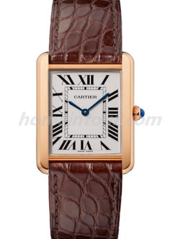 卡地亚W5200025男表坦克Tank系列-棕红色表带/表径27.4x34.8mm
