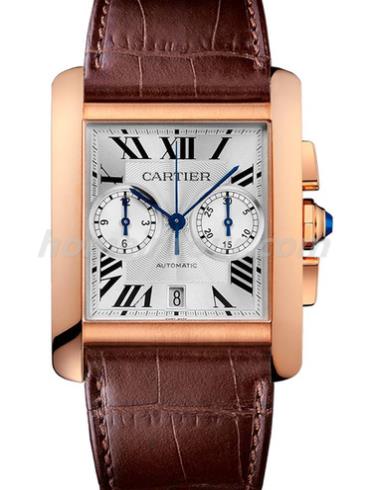 卡地亚W5330005男表坦克Tank系列-棕色表带/表径&#8211;