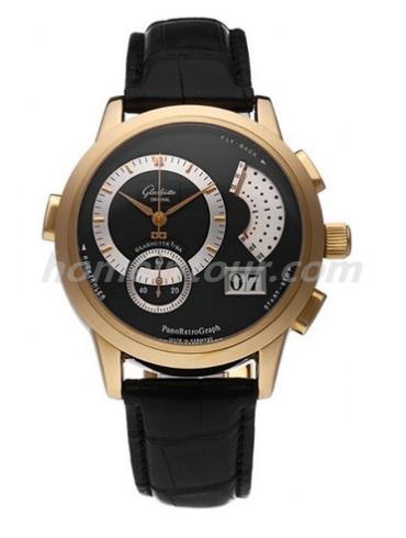 格拉苏蒂原创60-01-04-03-04男表Pano Classic 经典偏心系列-黑色表带/表径39.4mm