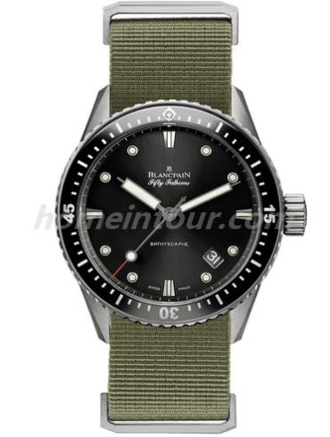 宝珀5000-1230-NAKA_男表五十噚系列-绿色表带/表径43mm