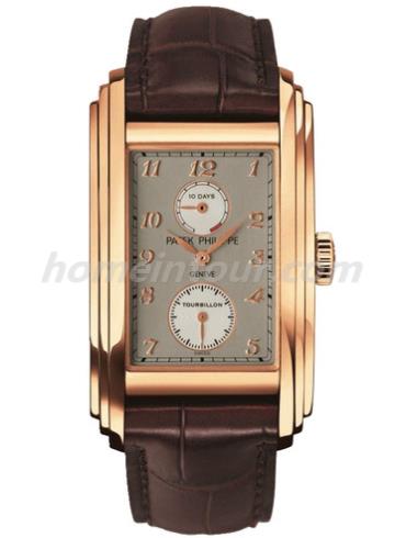 百达翡丽5101R-001男表超级复杂功能时计系列-棕色表带/表径29.6x51.7mm