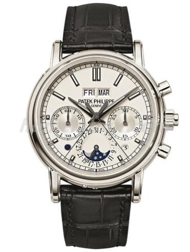 百达翡丽5204P-001男表超级复杂功能时计系列-黑色表带/表径40mm