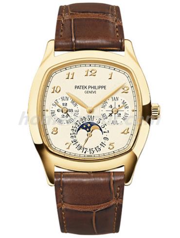 百达翡丽5940J-001男表超级复杂功能时计系列-棕色表带/表径37*44.6mm