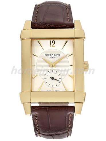 百达翡丽5111J-001男表Gondolo系列-棕色表带/表径32.9x47.8mm