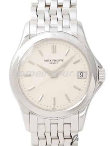 百达翡丽5107_1G-001男表Calatrava系列-银色表带/表径37mm