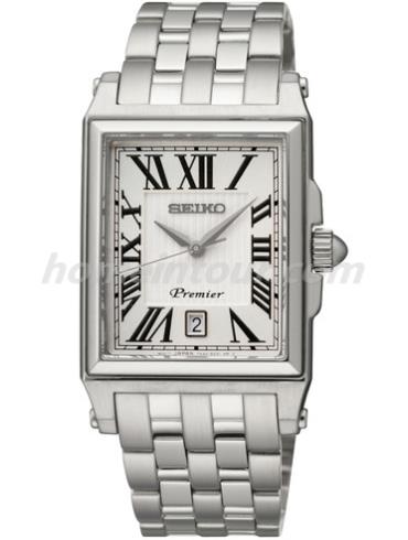 精工SKK715J1情侣表Premier系列-银色表带/表径33.06mm