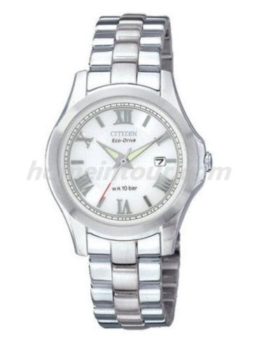 西铁城EW1120-50B女表光动能系列-银色表带/表径29mm