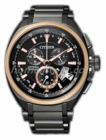 西铁城BY0029-54E男表光动能系列-黑色表带/表径46mm