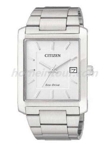 西铁城BM6780-58A男表光动能系列-银色表带/表径35x32mm