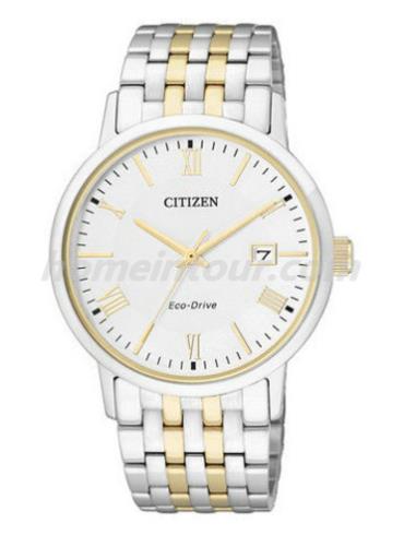 西铁城BM6774-51A男表光动能系列-间金色表带/表径37mm