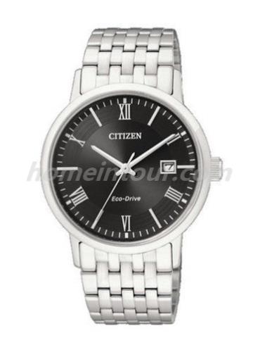 西铁城BM6770-51E男表光动能系列-银色表带/表径37mm