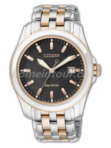 西铁城BM6735-52E男表光动能系列-间金色表带/表径40mm