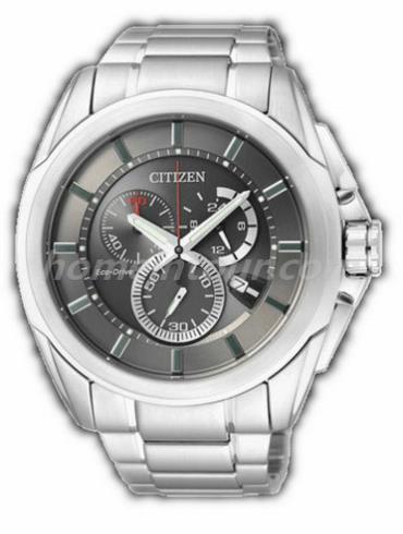 西铁城AT0821-59H男表光动能系列-银色表带/表径43mm