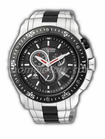 西铁城AT0700-53E男表光动能系列-银色/黑色表带/表径46mm