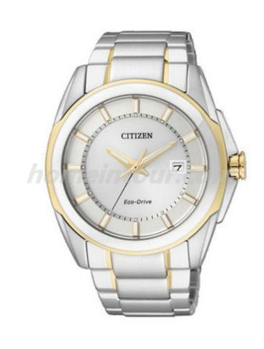 西铁城BM6725-56A男表光动能系列-间金色表带/表径43mm