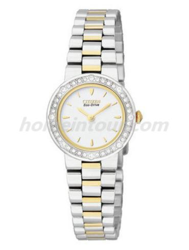 西铁城EX1044-50A女表光动能系列-间金色表带/表径23mm