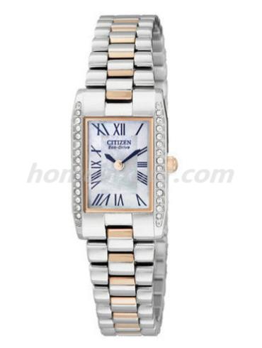 西铁城EX1034-53D女表光动能系列-间金色表带/表径29x18mm