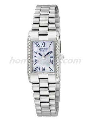 西铁城EX1030-54D女表光动能系列-银色表带/表径29x18mm