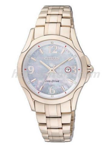 西铁城EW1782-55A女表光动能系列-玫瑰金色表带/表径31mm