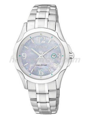 西铁城EW1780-51A女表光动能系列-银色表带/表径31mm