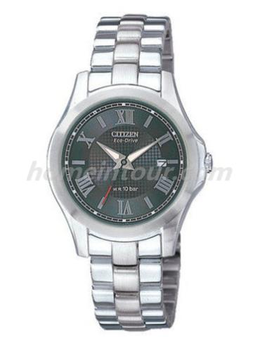 西铁城EW1120-50E女表光动能系列-银色表带/表径29mm