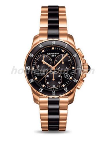 雪铁纳C014.217.33.051.00女表荣耀系列-粉色/黑色表带/表径34.8mm