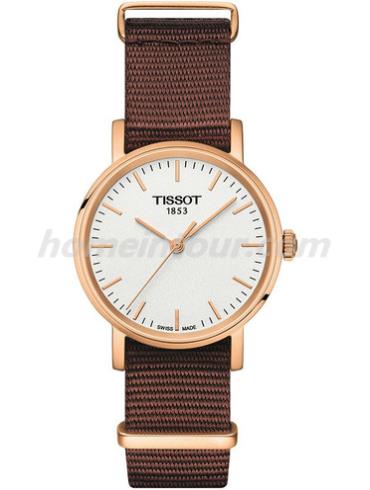 天梭T109.210.37.031.00女表T-Classic系列-褐色表带/表径30mm