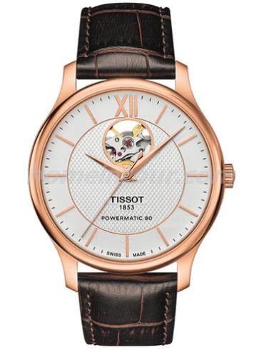 天梭T063.907.36.038.00男表T-Classic系列-棕色表带/表径40mm