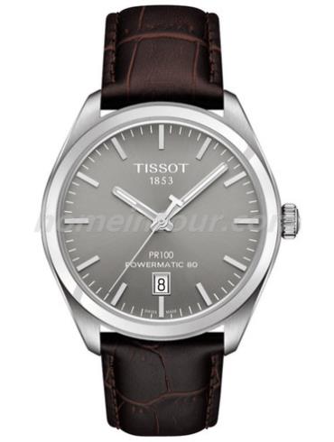 天梭T101.407.16.071.00男表T-Classic系列-棕色表带/表径39.5mm