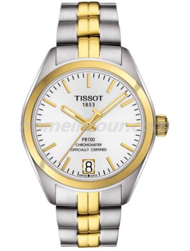 天梭T101.208.22.031.00女表T-Classic系列-灰色，1.14微米黄金镀层表带/表径33mm