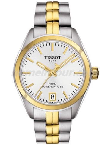 天梭T101.207.22.031.00女表T-Classic系列-灰色，1.14微米黄金镀层表带/表径33mm