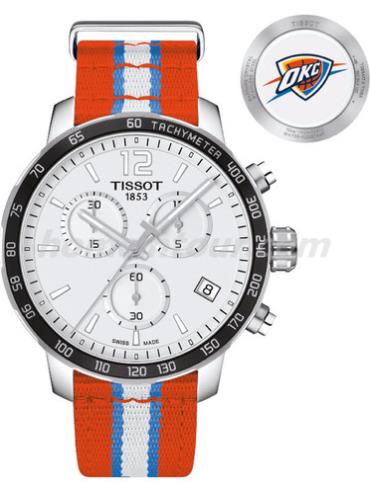 天梭T095.417.17.037.14男表Special Collections系列-白色，蓝色，橙色表带/表径42mm